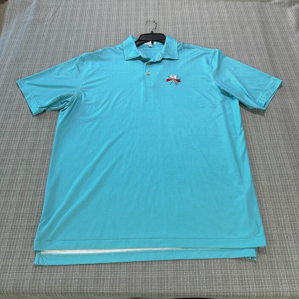 Peter Millar Summer Comfort Performance Polo Shirt‎ Mens XL Blue Dots Golf